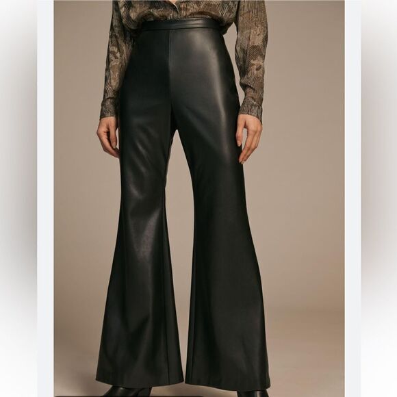 NWT Anthropologie Hutch FAUX LEATHER PANTS Black Size 10 - Picture 1 of 16